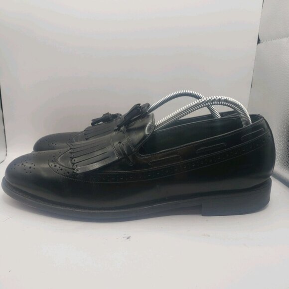 Bostonian Stockbridge Black Leather Tassel Slip On Loafer Men's Size 10D - Picture 1 of 7